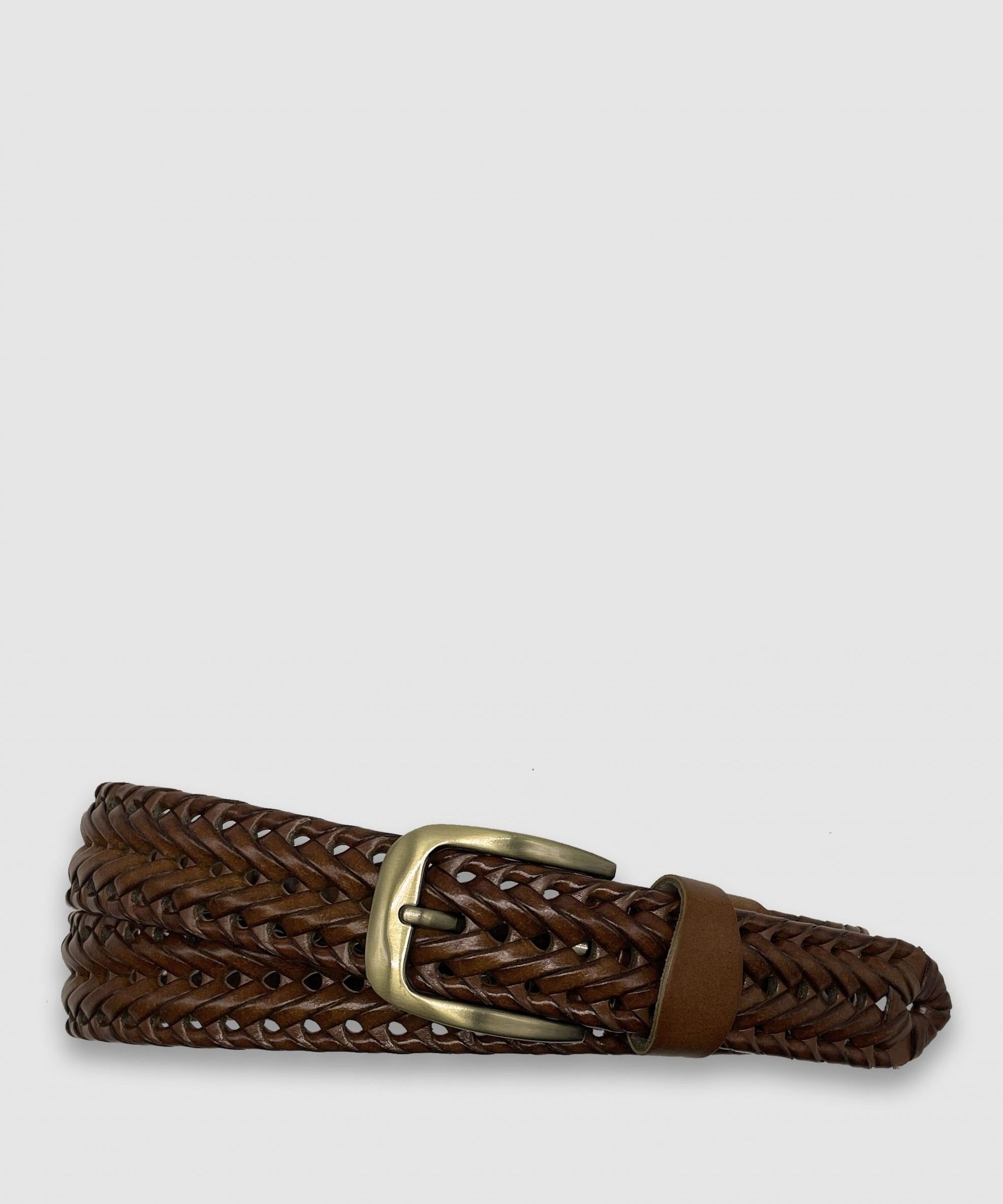 Braided Cognac Leather Belt, FDK